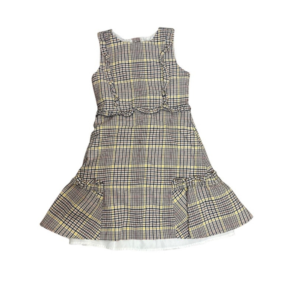 Janie and Jack Girls Size 8 Plaid Ruffle Sleeveless Dress Preppy Classic Fall